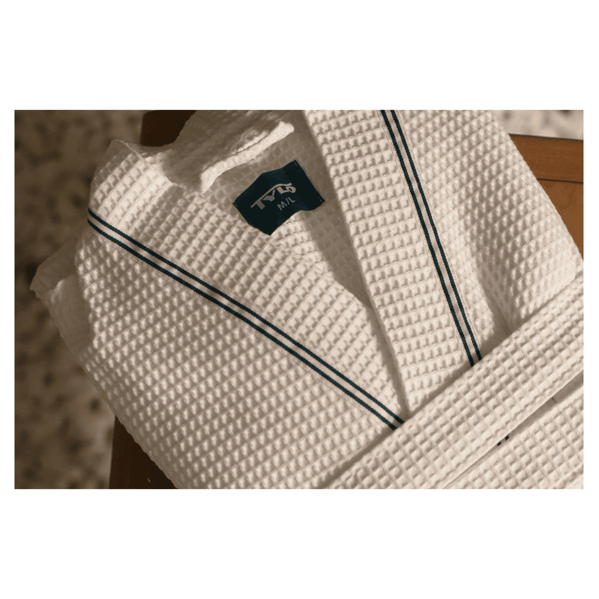 Tylö Waffle Weave White Sauna Resort Robe with Tote Bag, sizes S, M/L