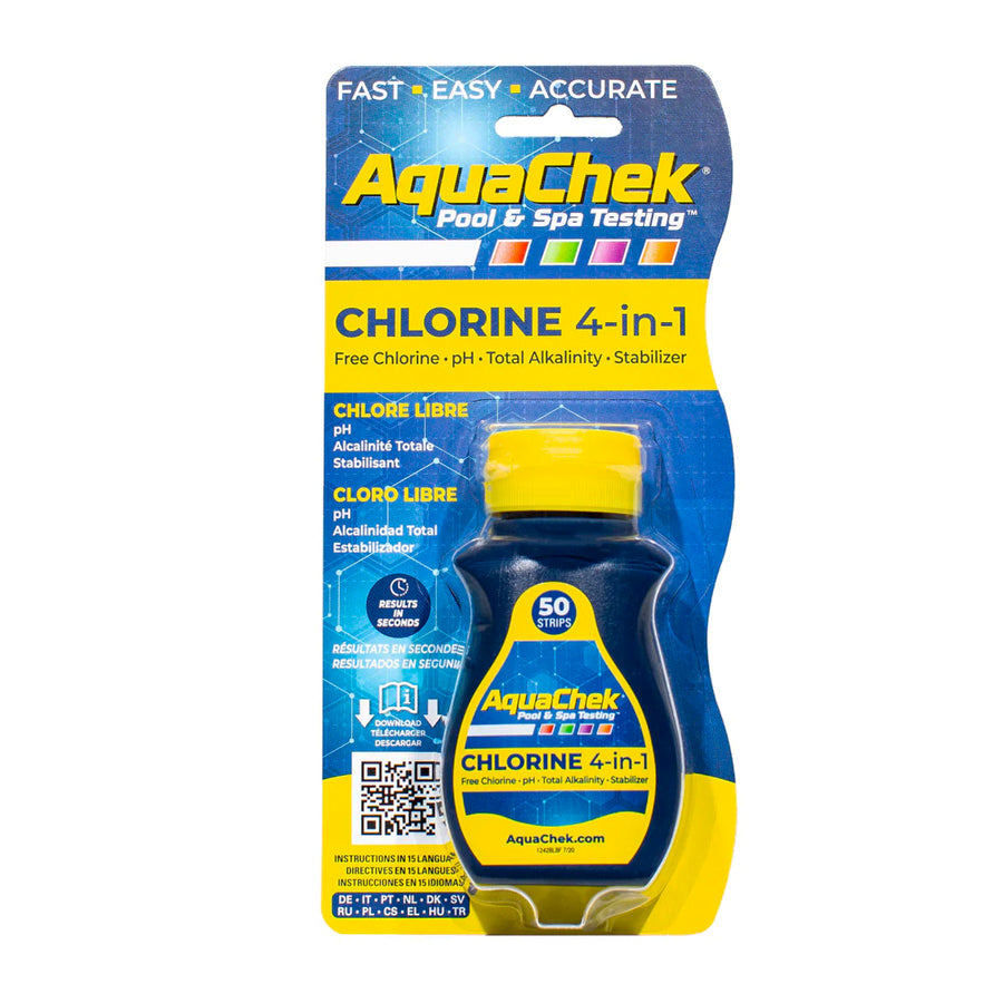AquaCheck 4-in-1 Test Strips - Measures Cyanuric Acid Stabilizer